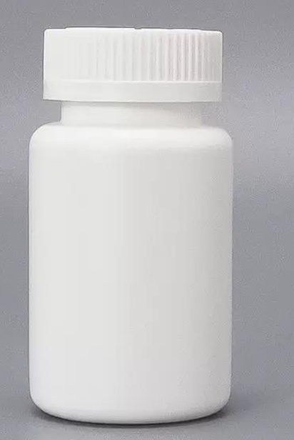 White HDPE 120cc bottle with white screw cap - X0484