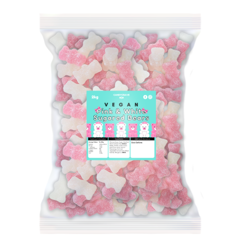 Candycrave Vegan Pink and White Sugared Bears 2kg - Y0977