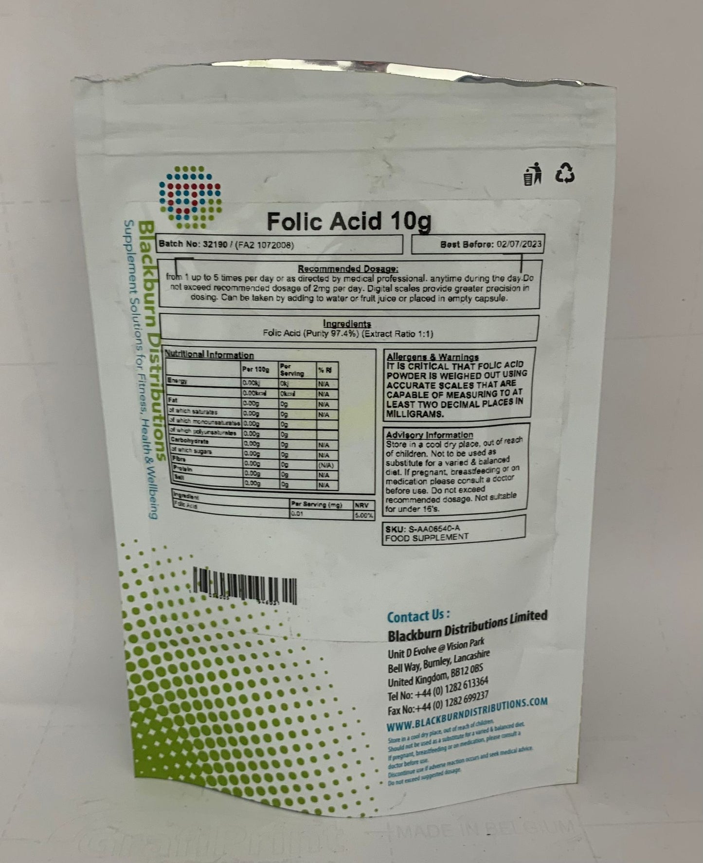 Folic Acid Powder 1Kg - Y0462