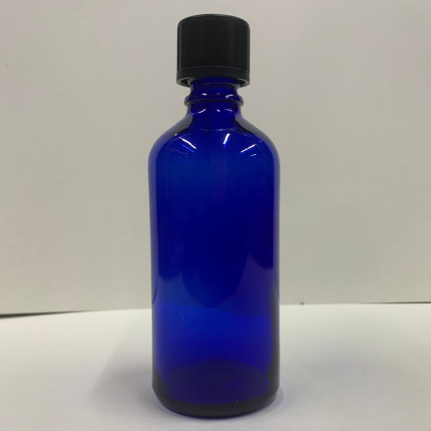 100ml Blue Glass Bottle & Black Dropper Cap - X0242