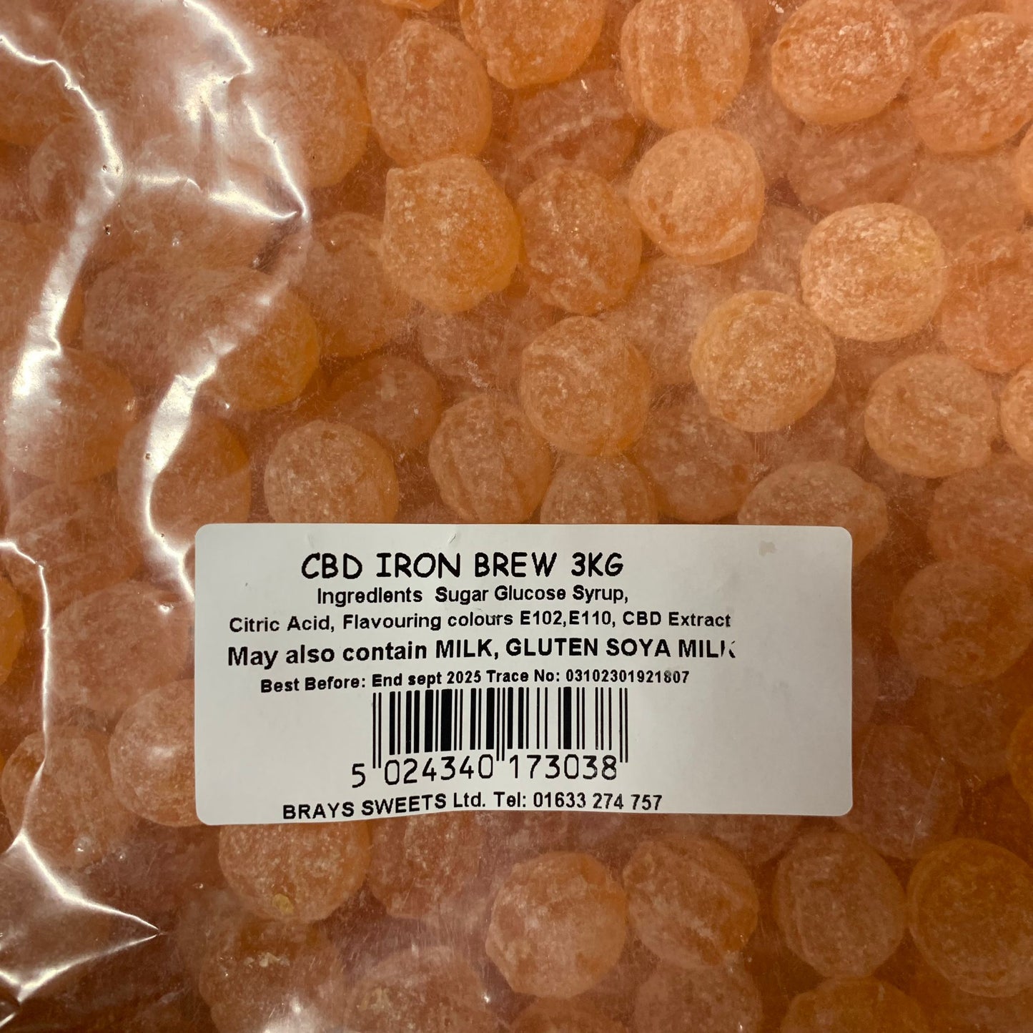 CBD Standard Hard Boiled Sweets - Iron Brew Balls 3kg - Y0665