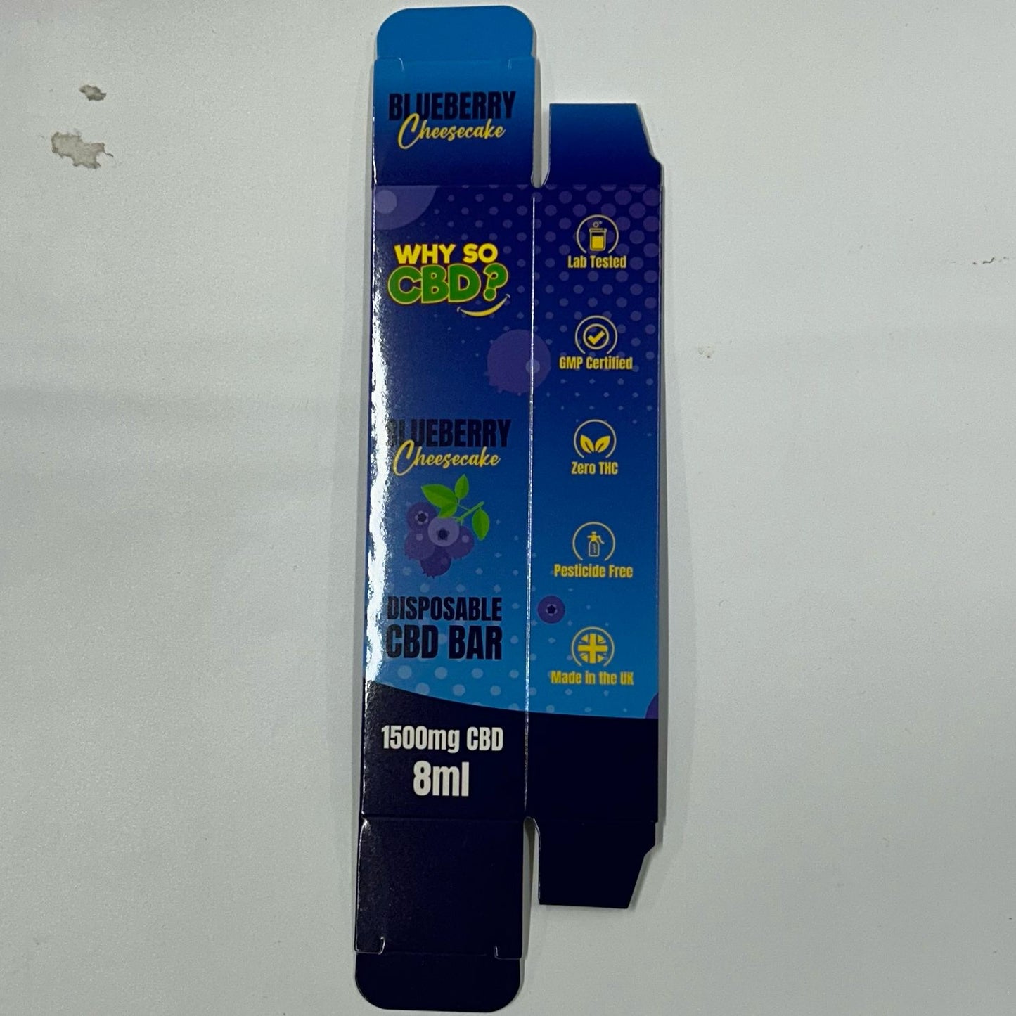 Why So CBD? 8ml 1500mg Disposable Bar - Blueberry Cheesecake Box - X0383
