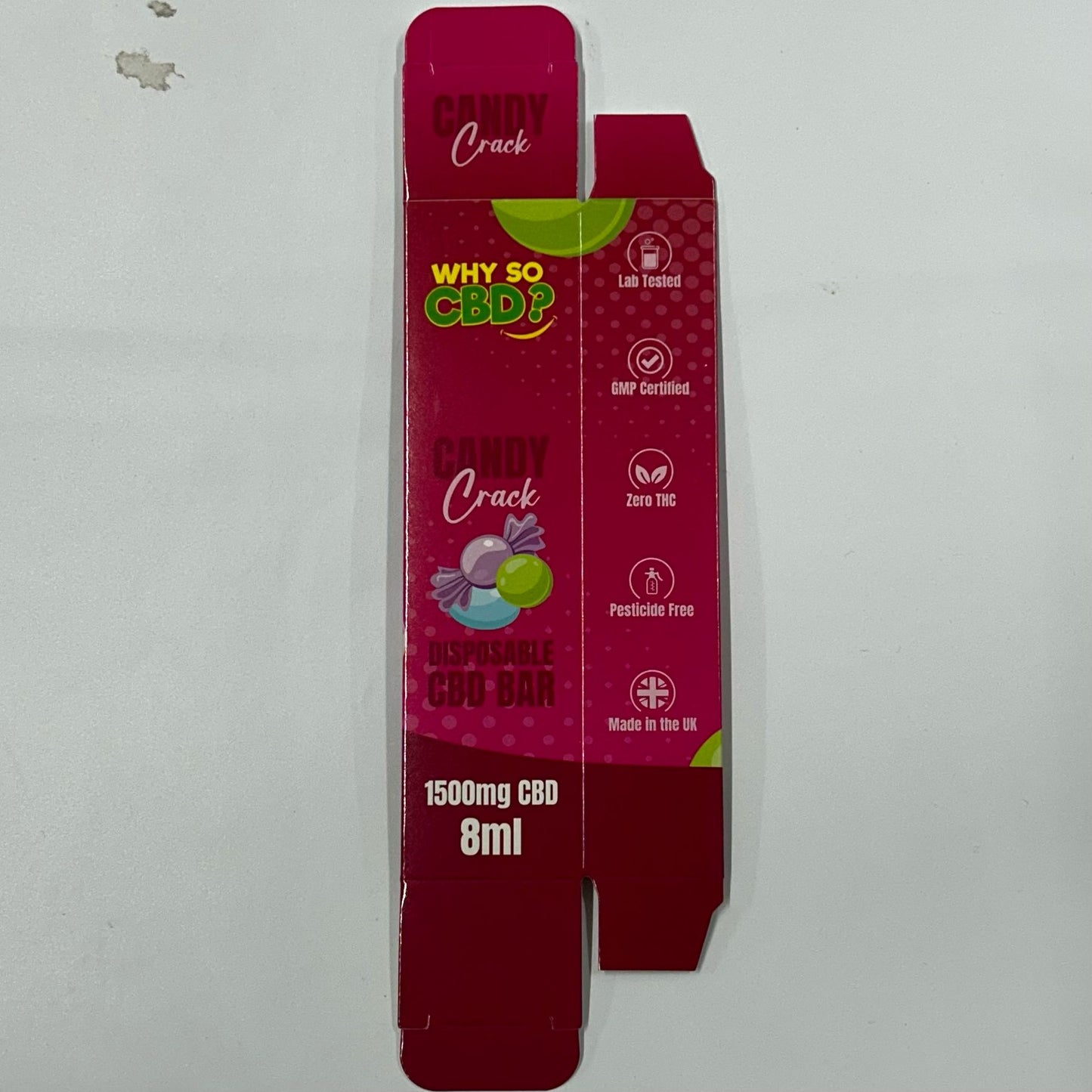 Why So CBD? 8ml 1500mg Disposable Bar - Candy Crack Box - X0385