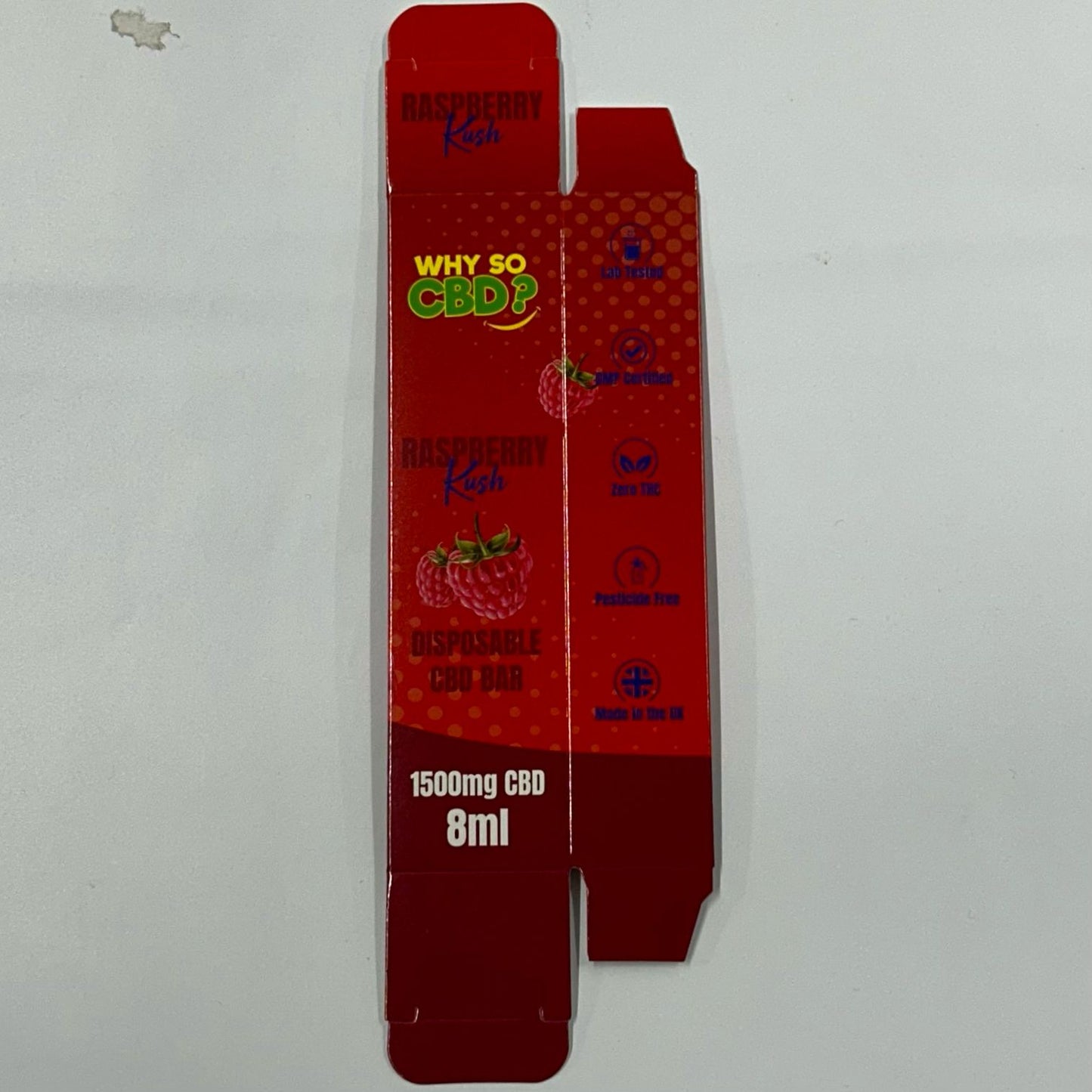 Why So CBD? 8ml 1500mg Disposable Bar - Raspberry Kush Box - X0390